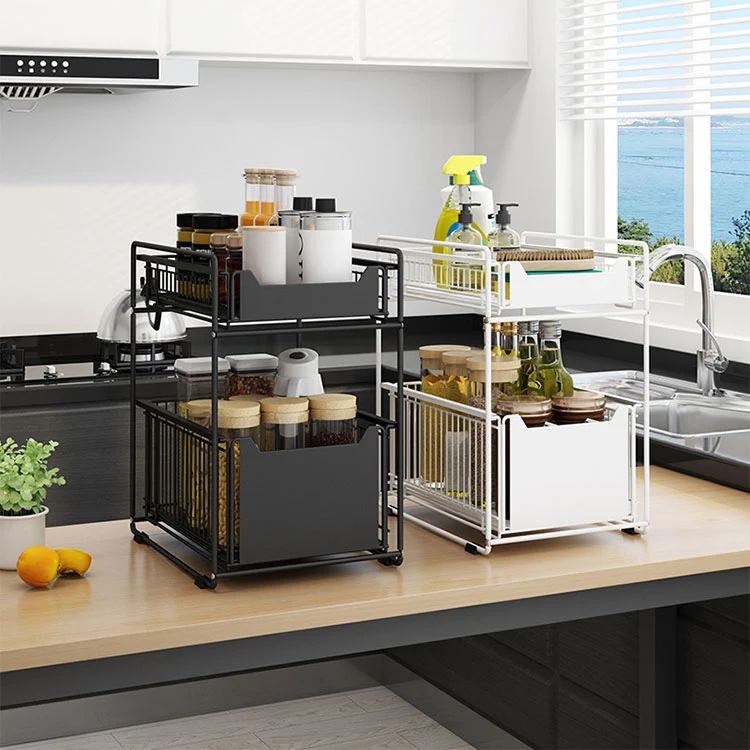 Organizador de cocina multifuncional de dos niveles