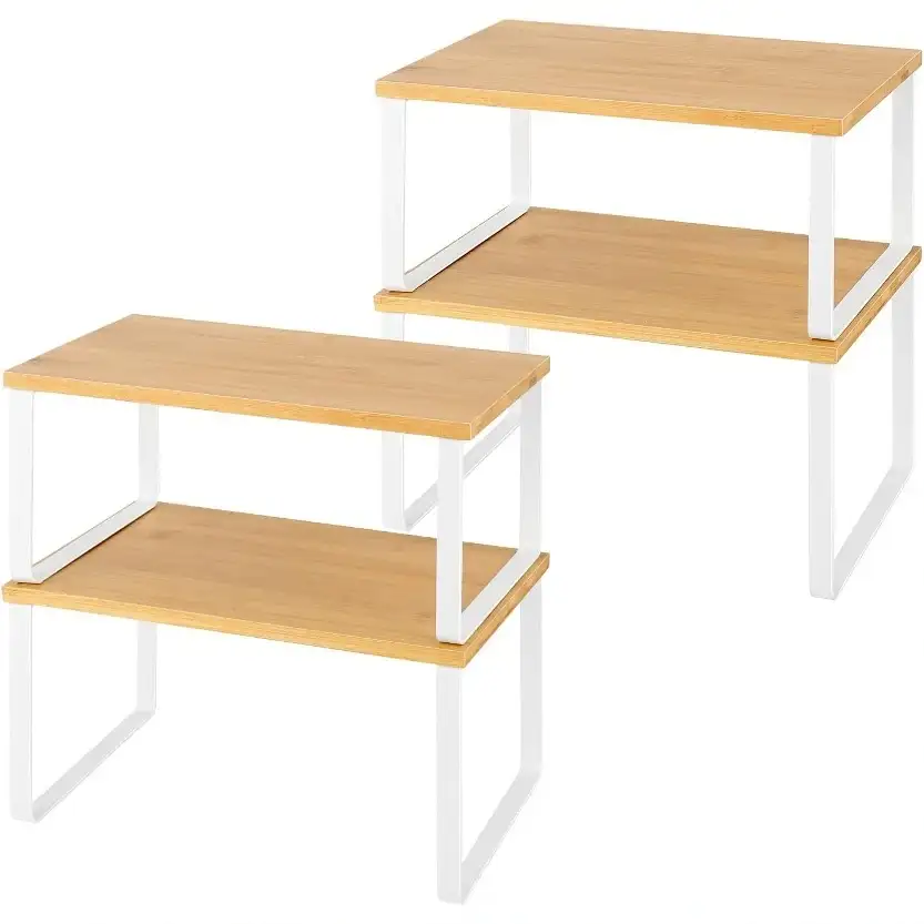 Organizador apilable para estantes de gabinetes de cocina