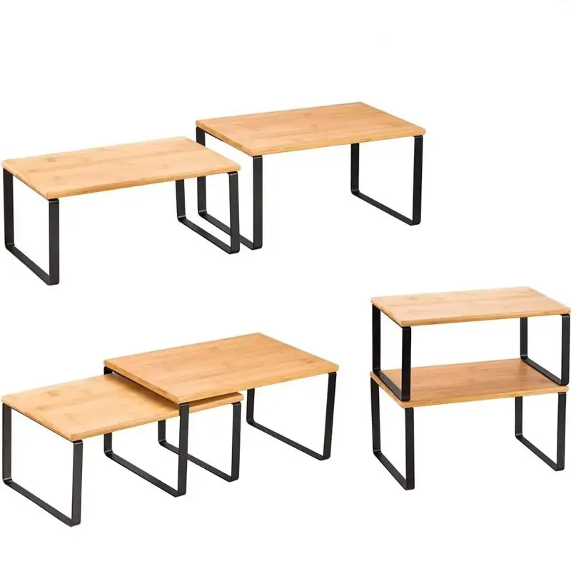 Organizador apilable para estantes de gabinetes de cocina