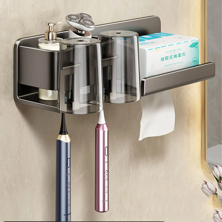 Soporte de pared para cepillos de dientes de metal sin taladro
