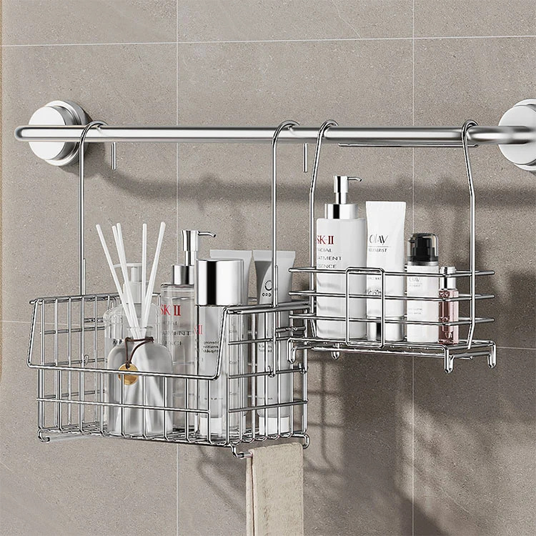 Estante de almacenamiento de accesorios de baño de acero inoxidable extraíble